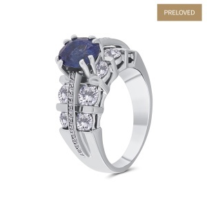 Inel din platină cu diamante naturale de 2.00 ct și 0.10 ct și safir natural de 1.88 ct