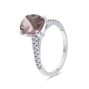 Inel din platină cu spinel natural de 2.08 ct și diamante de 0.12 ct