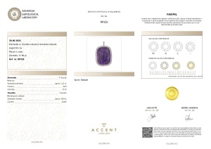 Certificat Gemologic Agl Pandantiv din argint cu charoite natural și diamante naturale RP332