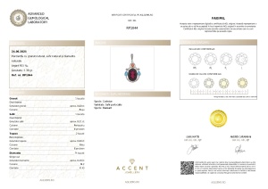 Certificat Gemologic Agl Pandantiv din argint cu granat natural, safir natural și diamante naturale RP1044