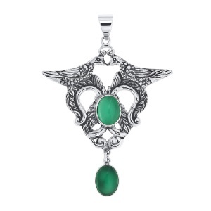 Pandantiv din argint cu onix verde