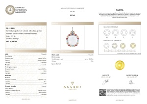 Certificat Gemologic Agl Pandantiv din argint cu piatra lunii naturală, iolit natural, granat natural, topaz natural și diamante naturale RP549