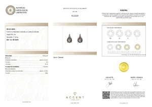 Certificat Gemologic Agl Cercei din argint cu cuarț rutilat naturale și diamante naturale RC3229