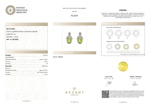 Certificat Gemologic Agl Cercei din argint cu peridot natural și diamante naturale RC3334