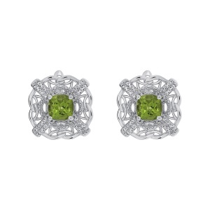 Cercei din argint cu peridot și cubic zirconia