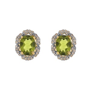 Cercei din argint cu peridote naturale și diamante naturale