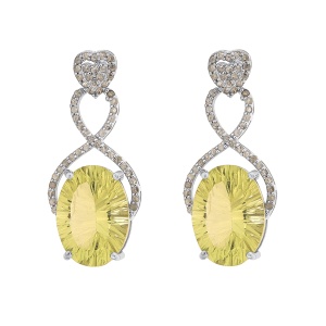 Cercei din argint cu piatră de cuarț naturală și diamante naturale