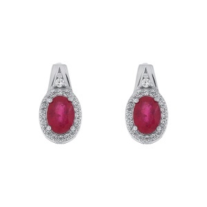 Cercei din argint cu rubine și cubic zirconia