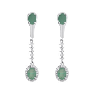 Cercei din argint cu smarald si cubic zirconia