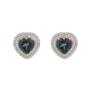 Cercei din argint cu topaz natural și diamante naturale