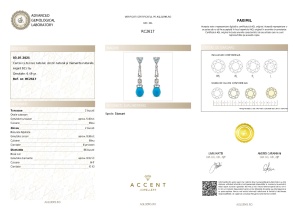 Certificat Gemologic Agl Cercei din argint cu tucoaz natural, zircon natural și diamante naturale RC2617