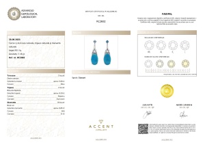 Certificat Gemologic Agl Cercei din argint cu turcoaze naturale, topaze naturale și diamante naturale RC2682