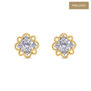 Cercei din aur de 14k cu diamante naturale de 0.90 ct și 0.16 ct