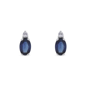 Cercei din aur de 18k cu diamante naturale de 0.05 ct și safire naturale de 0.90 ct