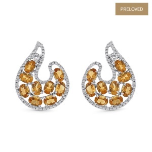Cercei din aur de 18k cu diamante naturale de 1.00 ct și citrine naturale de 4.15 ct