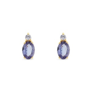 Cercei din aur de 18k cu tanzanite naturale de 1.39 ct și diamante naturale de 0.10 ct
