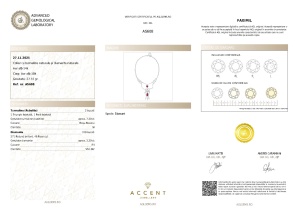 Certificat Gemologic Agl Colier din aur de 18k si 14k cu rubelite naturale de 7.30 ct si diamante naturale de 3.30 ct AS608