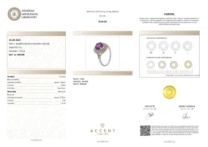 Certificat Gemologic Agl Inel din argint cu ametist natural și diamante naturale RI9499