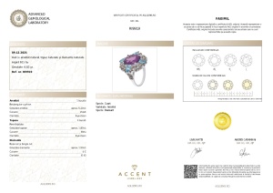 Certificat Gemologic Agl Inel din argint cu ametist natural, topaze naturale și diamante naturale RI9919