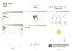 Certificat gemologic Agl Inel din argint cu citrin natural și diamante naturale RI8925