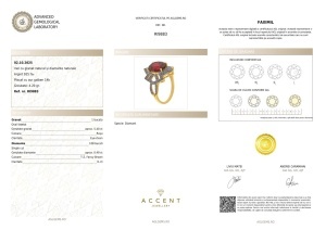 Certificat AGL GEMS Inel cu granat si diamante naturale argint ri9883