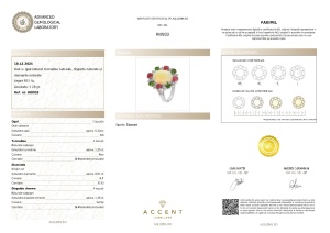 Certificat Gemnologic Agl Inel din argint cu opal natural, turmaline naturale, diopside naturale și diamante naturale RI8933