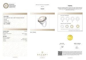 Certificat Gemologic Agl Inel din argint cu piatră de cuarț de stâncă naturală și diamante naturale RI9839