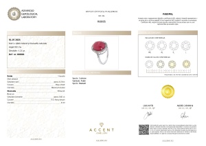 Certificat Gemologic Agl Inel din argint cu rubin natural și diamante naturale RI8805