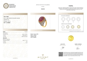 Certificat Gemologic Agl Inel din argint cu rubin natural și diamante naturale RI9849