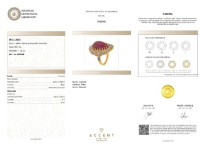 Certificat Gemologic Agl Inel din argint cu rubin natural și diamante naturale RI9848