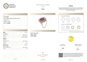 Certificat Gemologic Agl Inel din argint cu rubin natural și diamante naturale RI9892