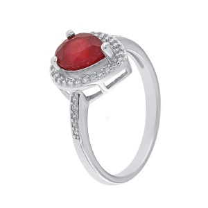 Inel din argint cu rubin și cubic zirconia