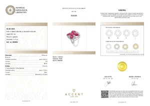 Certificat Gemologic Agl Inel din argint cu rubine și diamante naturale RI8894