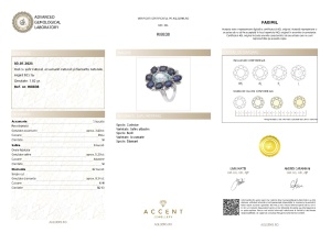 Certificat Gemologic Agl Inel din argint cu safir natural, acvamarin natural și diamante naturale RI8838