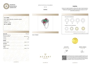 Certificat Gemologic Agl Inel din argint cu smarald, rubin, tanznit, topaz și diamante naturale RI8993