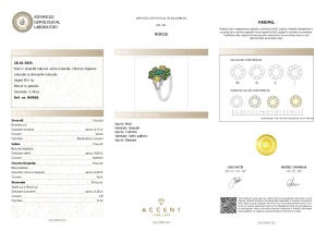 Certificat Gemologic Agl Inel din argint cu smarald, safire, chrome diopsid și diamante naturale RI9026