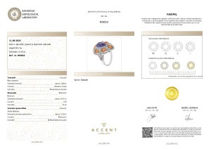 Certificat Gemologic Agl Inel din argint cu tanzanit natural, granat spessartin natural și diamante naturale RI9810