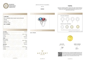 Certificat Gemologic Agl Inel din argint cu turmalină naturală, topaz natural și diamante naturale RI8892