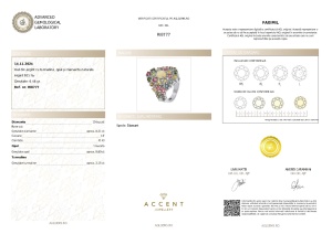 Certificat Gemologic Agl Inel din argint cu turmalină, opal și diamante naturale RI8777