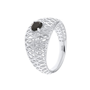 Inel din argint lucios si cubic zirconia