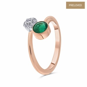 Inel din aur de 18k cu diamante naturale de 0.13 ct și smarald natural de 0.55 ct