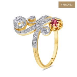 Inel din aur de 18k cu diamante naturale de 0.23 ct și rubin natural de 0.20 ct