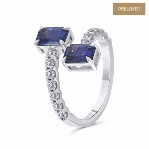 Inel din aur de 18k cu diamante naturale de 0.44 ct și safire naturale de 1.76 ct