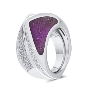 Inel din aur de 18k cu diamante naturale de 0.52 ct și ametiste naturale de 14.00 ct