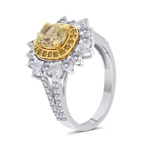 Inel din aur de 18k cu diamante naturale de 1.03 ct, 1.00 ct și 0.13 ct