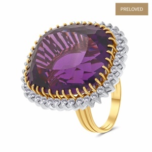Inel din aur de 18k cu diamante naturale de 1.40 ct și ametist natural de 38.00 ct