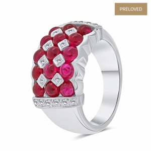 Inel din aur de 18k cu diamante naturale de 1.80 ct și rubine naturale de 3.40 ct