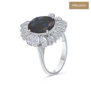 Inel din aur de 18k cu diamante naturale de 2.18 ct și safir natural de 3.00 ct