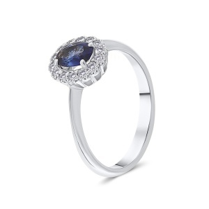 Inel din aur de 18k cu safir natural de 0.53 ct și diamante naturale de 0.18 ct