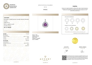 Certificat gemologic Agl Pandantiv din argint cu ametist natural, acvamarin natural și diamante naturale RP1053